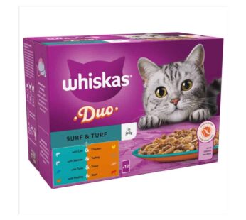 Whiskas 1+ Duo Surf and Turf Adult Wet Cat Food Pouches in Jelly 12 x 85g