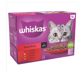 Whiskas 1+ Meaty Meals Adult Wet Cat Food Pouches in Gravy 12 x 85g