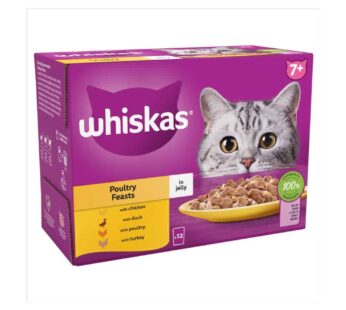 Whiskas 7+ Poultry Feasts Senior Wet Cat Food Pouches in Jelly 12 x 85g