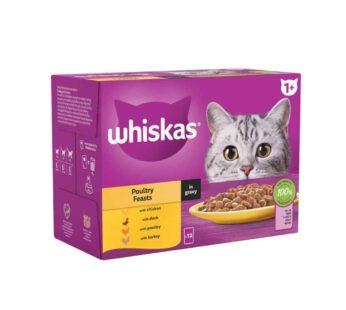 Whiskas 1+ Poultry Feasts Adult Wet Cat Food Pouches in Gravy 12 x 85g