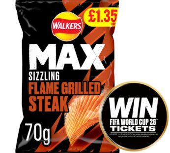 Walkers MAX Flame Grilled Steak Sharing Crisps 70g PMP RRP £1.35