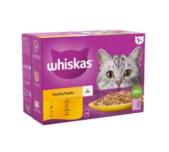 Whiskas 1+ Poultry Feasts Adult Wet Cat Food Pouches in Jelly 12 x 85g
