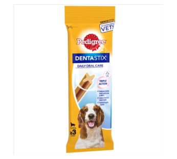 Pedigree Dentastix Daily Adult Medium Dog Treats 3 x Dental Sticks 77g