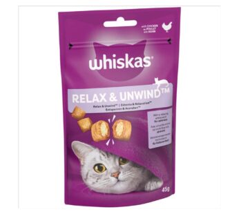 WHISKAS® Relax & Unwind Adult Cat Treats with Chicken 45g