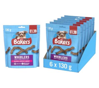 BAKERS Whirlers Bacon and Cheese Dog Treats 130g PMP