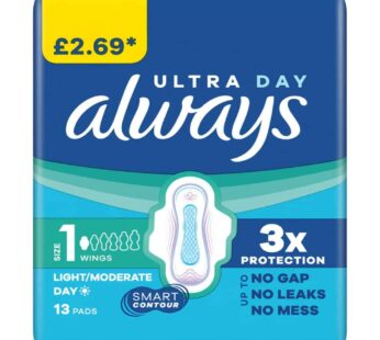 Always Ultra Sanitary Towels Light / Moderate Flow Day (Size 1) Wings 13 Pads